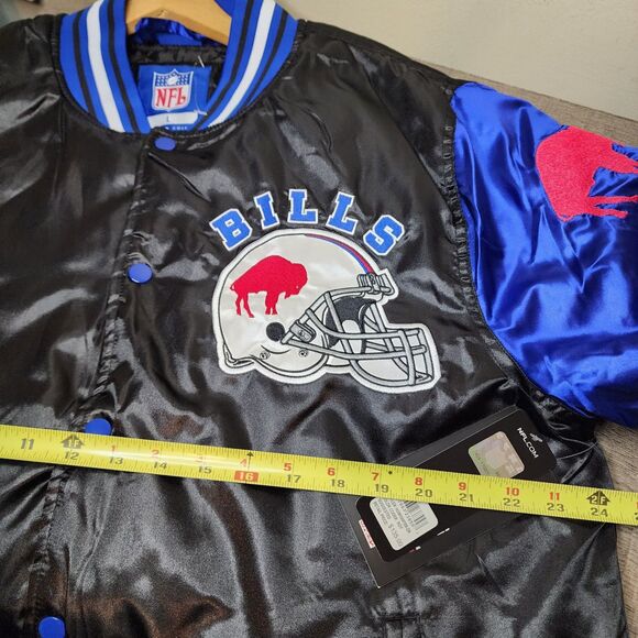 Buffalo Bills Jacket Satin Bomber Coat NFL Team Varsity Button NFL Mens Large - Picture 7 of 11
